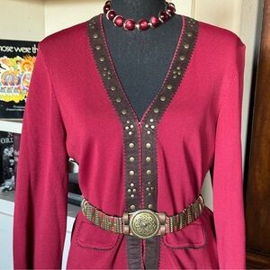 Knit Chic‎ Burgundy Cardigan and Skirt Set